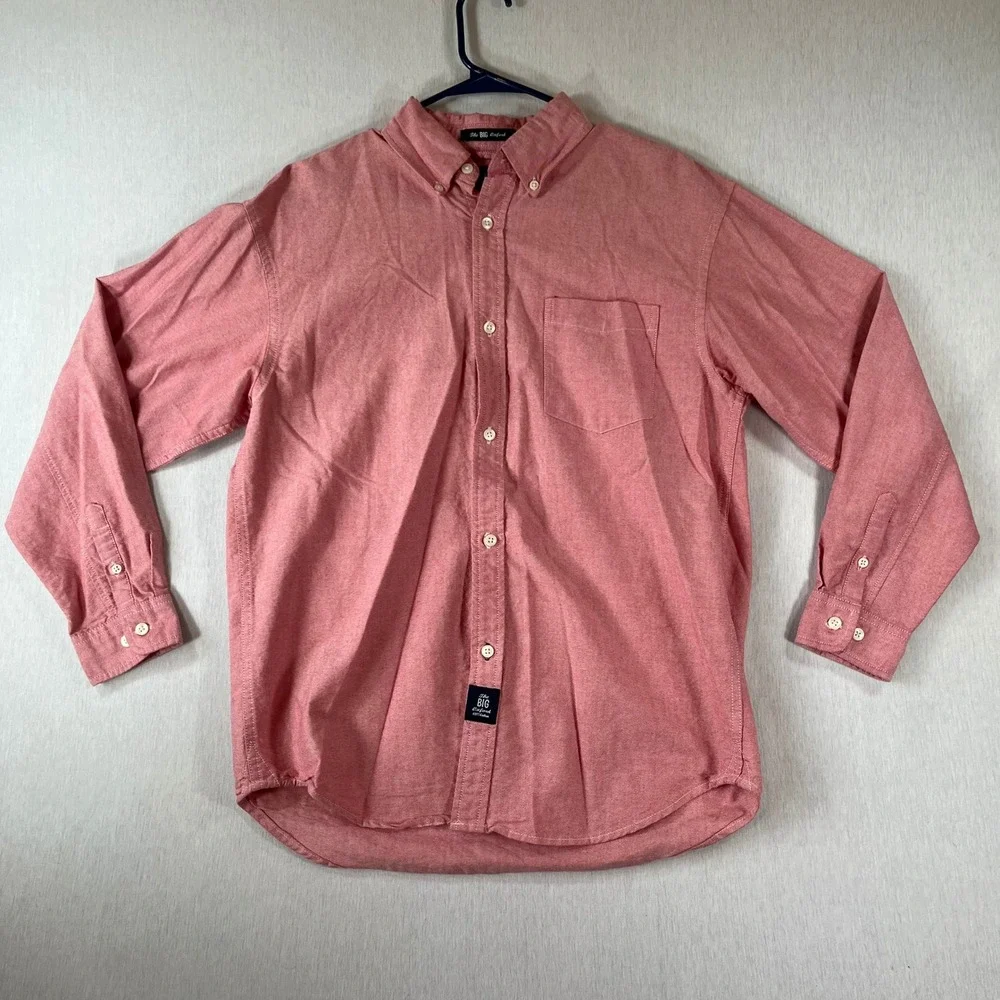Gap The Big Oxford Shirt Boys XXL 14-16 Red Cotton Long Sleeve Button Down